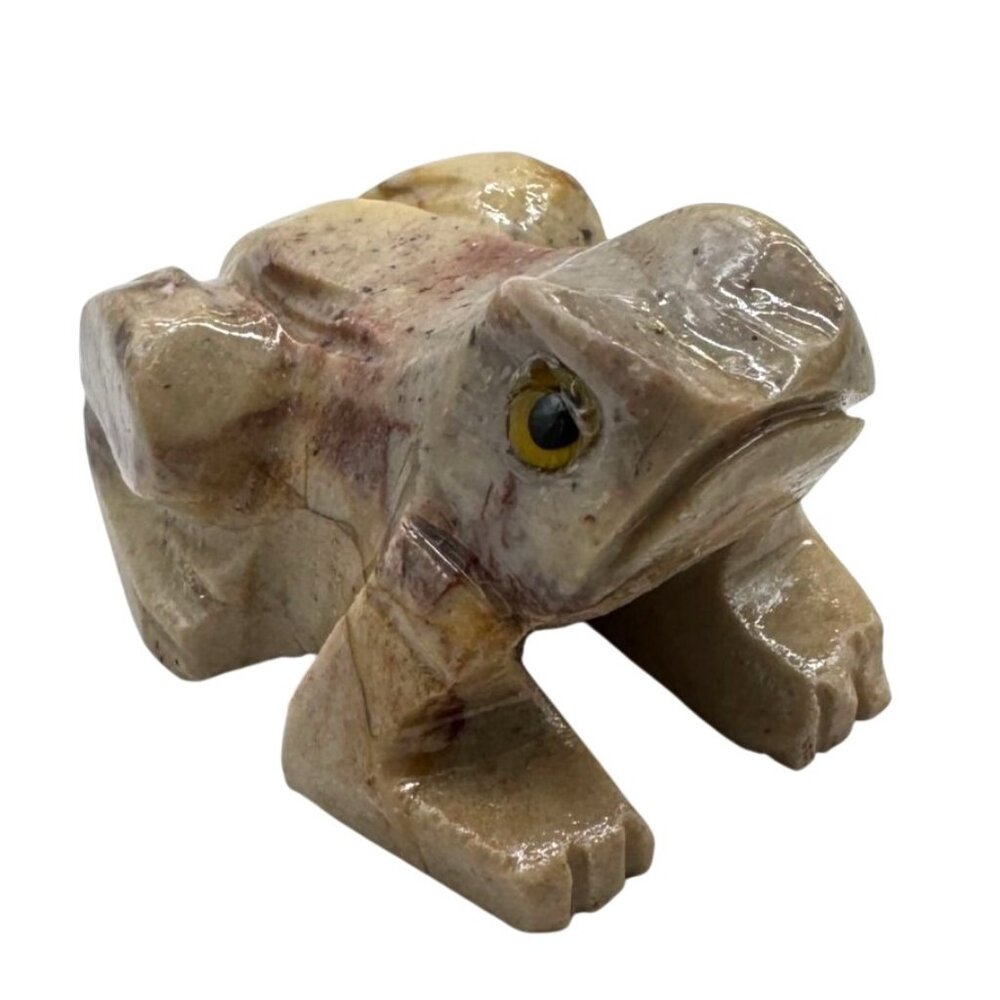 Mini Carved Soapstone Frog Figurine Handmade In Peru .75" X 1" Unique